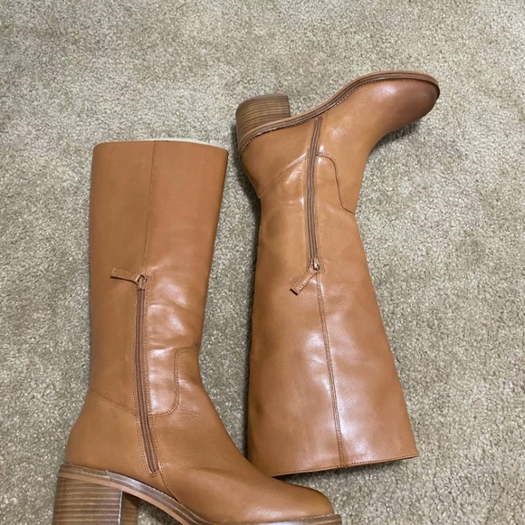 J. Crew Knee-high stacked-heel boots in leather BJ870 brown - Picture 5 of 11